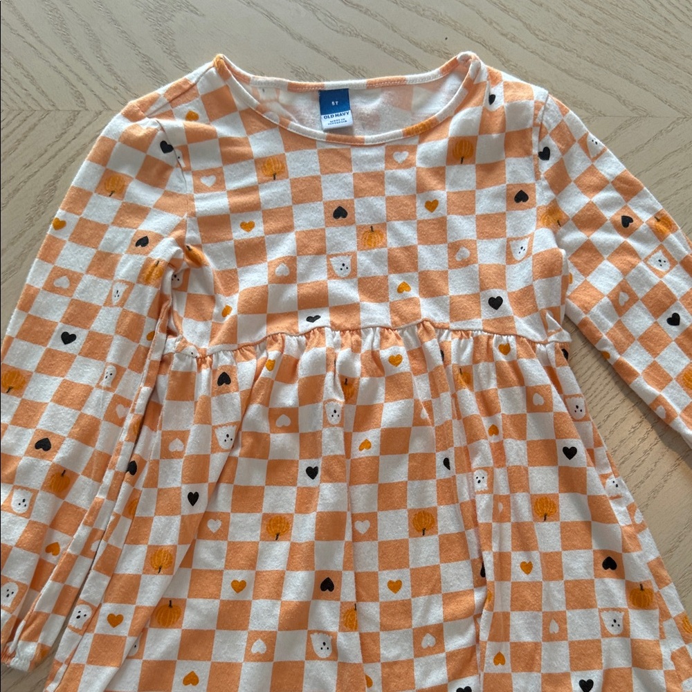 Old Navy Orange and White Checkerboard Heart Dress - Picture 3 of 10